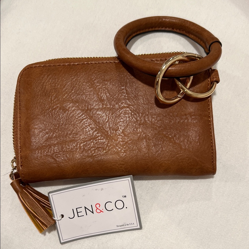 Classic Zip-Around Leather Wallet in Brown with Gold Hardware